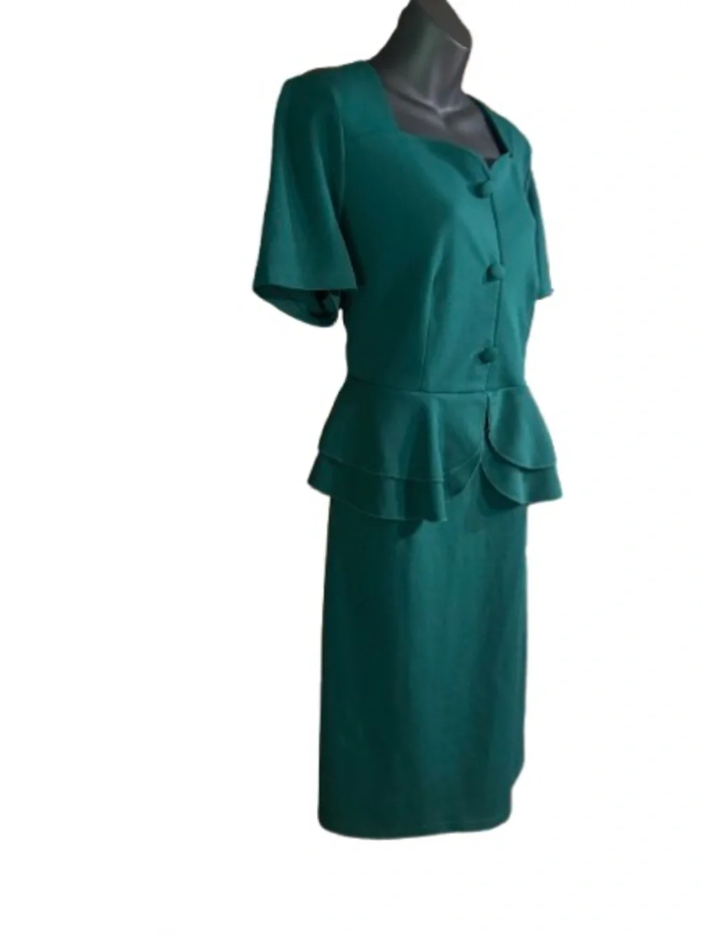 Aisize Reproduction Women's 1940s Vintage Square Peplum Bodycon Dress - Picture 7 of 14
